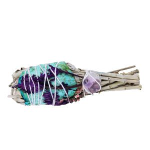 White Sage Torch with Lavender, Rose Petals and Amethyst